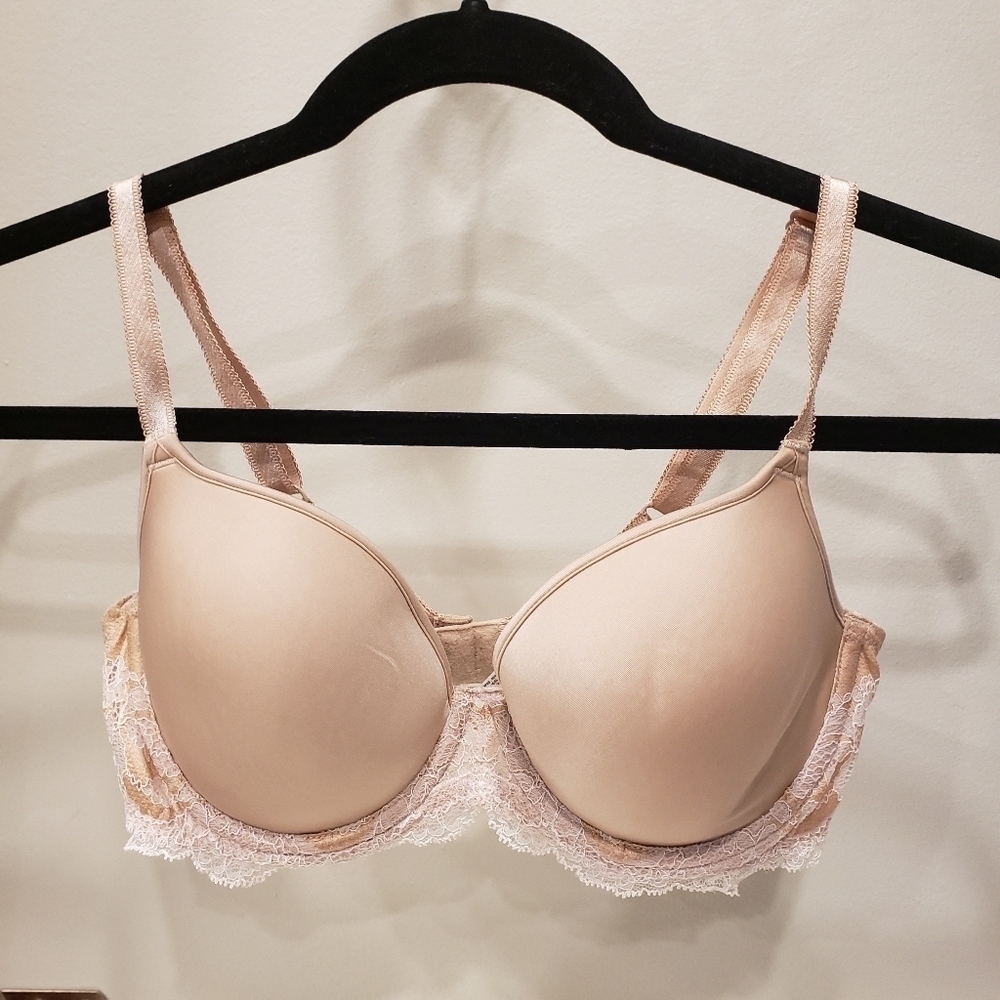 Sz 32D Rose Dust Wacoal Lace Affair T-shirt Underwire Bra